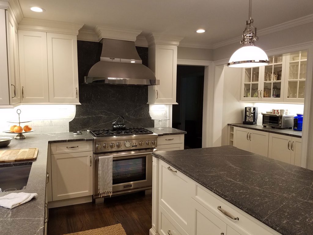 Modern kitchen with black marble